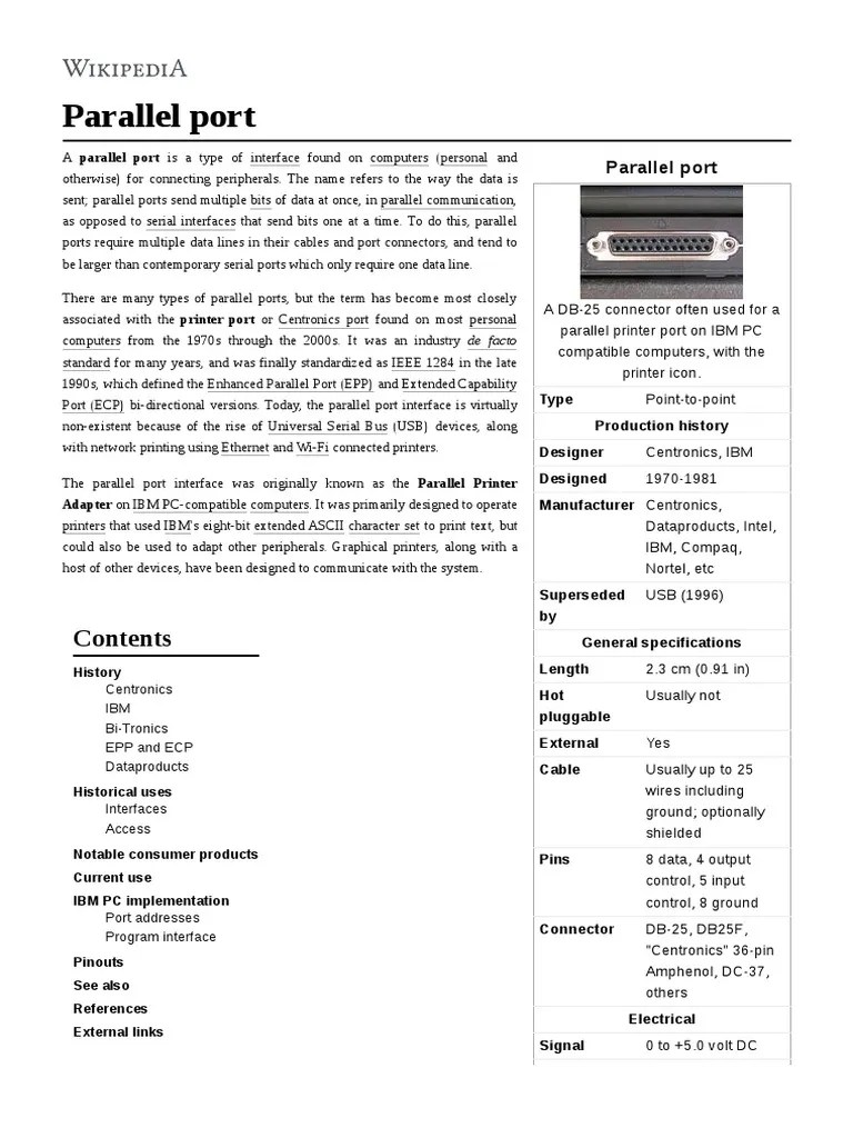 Parallel Port PDF Areas Of Computer Science