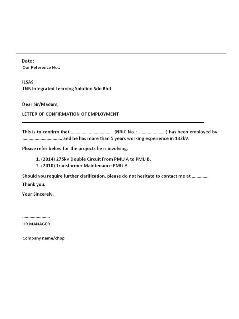 Contoh surat lamaran kerja operator dan tugas quality control. Contoh Surat Confirmation Letter Bahasa Melayu