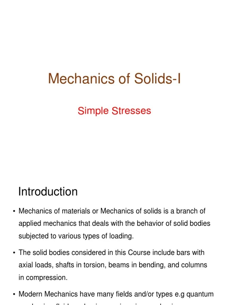 Mechanics of Solids PDF Deformation (Engineering) Stress (Mechanics)