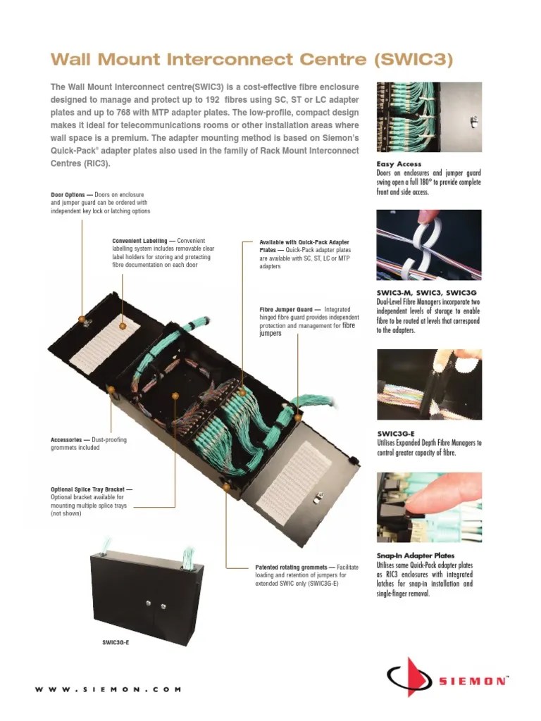 Siemon Wall Mount Interconnect Unit Swic3 Spec Sheet PDF