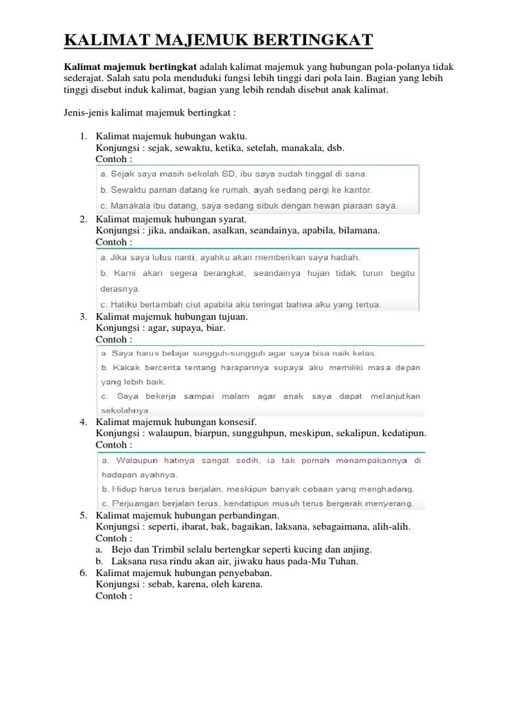 Kalimat Majemuk Bertingkat | PDF