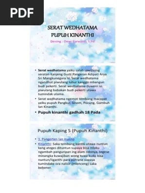 Bahasa Jawa Serat Wedhatama Pupuh Kinanti | PDF