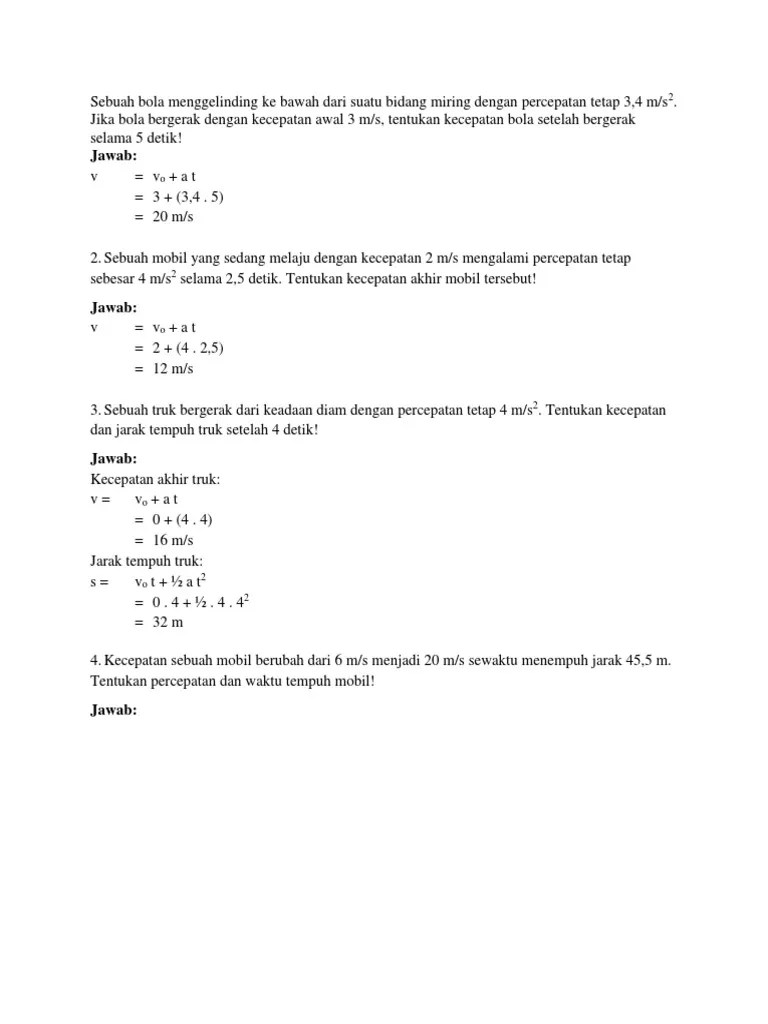 Sebuah Bola Menggelinding Ke Bawah Dari Suatu Bidang Miring Dengan  Percepatan Tetap 3 | PDF