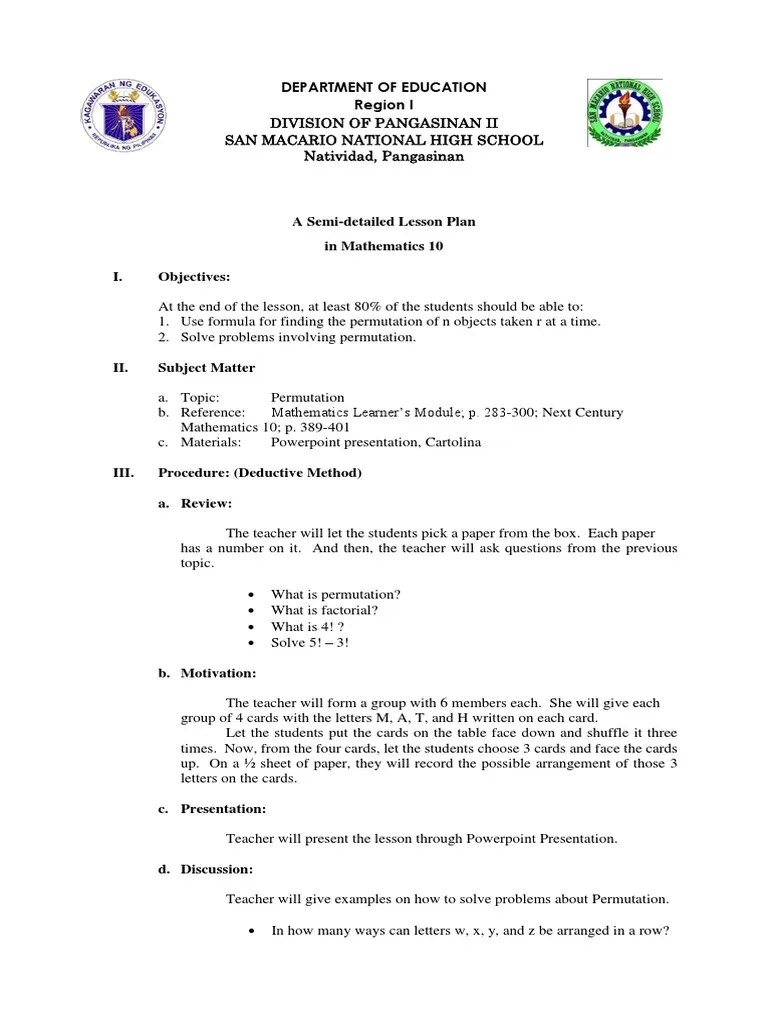permutation | Permutation | Lesson Plan