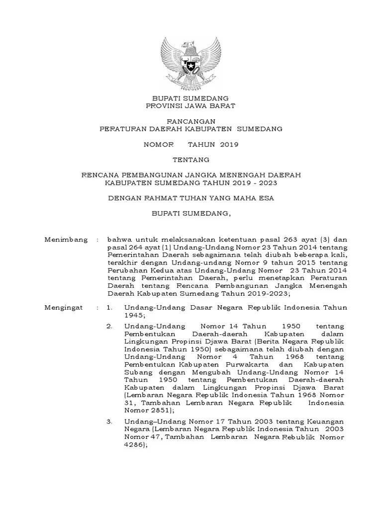 RPJMD Kab. Sumedang 2019-2023 | PDF