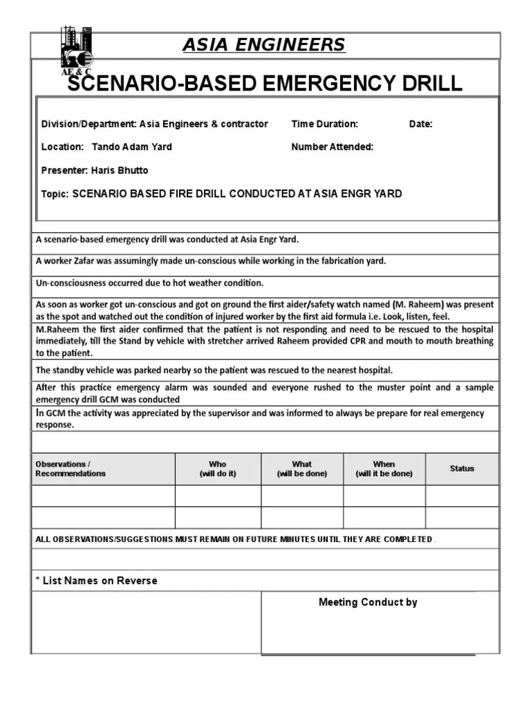 Scenario-Based Emergency Drill: Asia Engineers | Public Safety | Safety