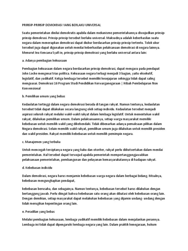 Prinsip Demkrasi | PDF