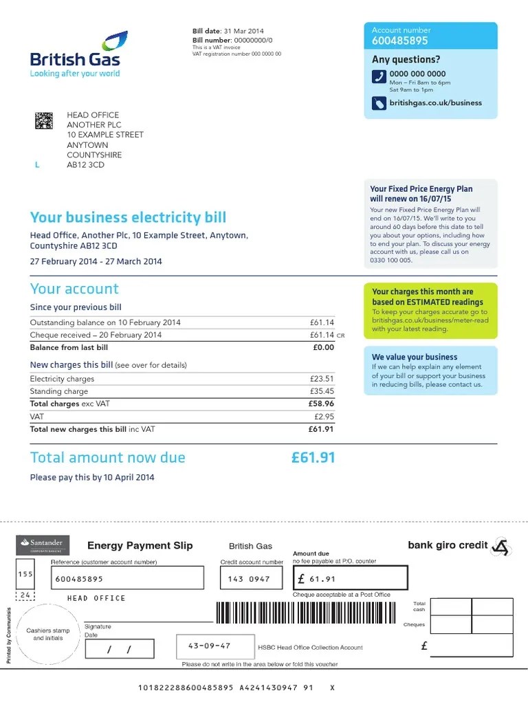 britishgasexamplebill.pdf Invoice Cheque