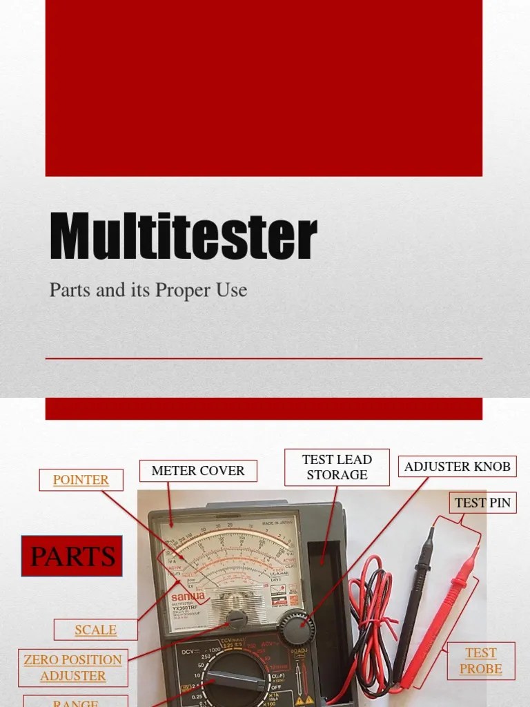 Multitester Parts and Its Proper Use PDF Electrical Engineering