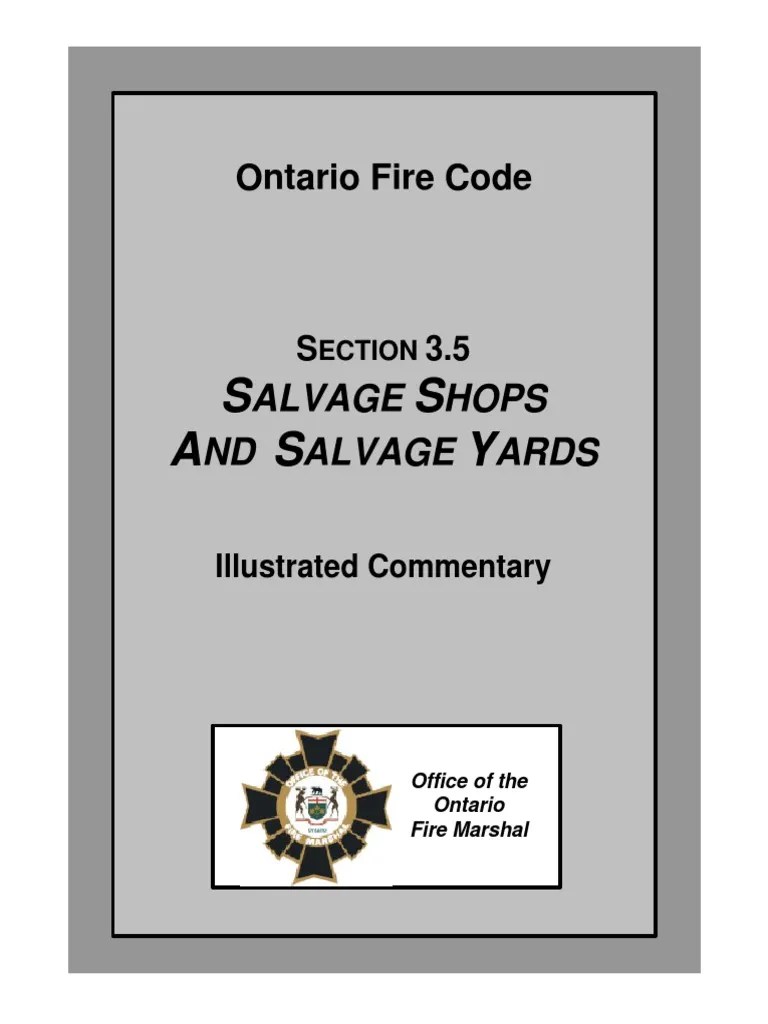Fire Code Illustrated Commentary Salvage Shops &yards PDF Fires