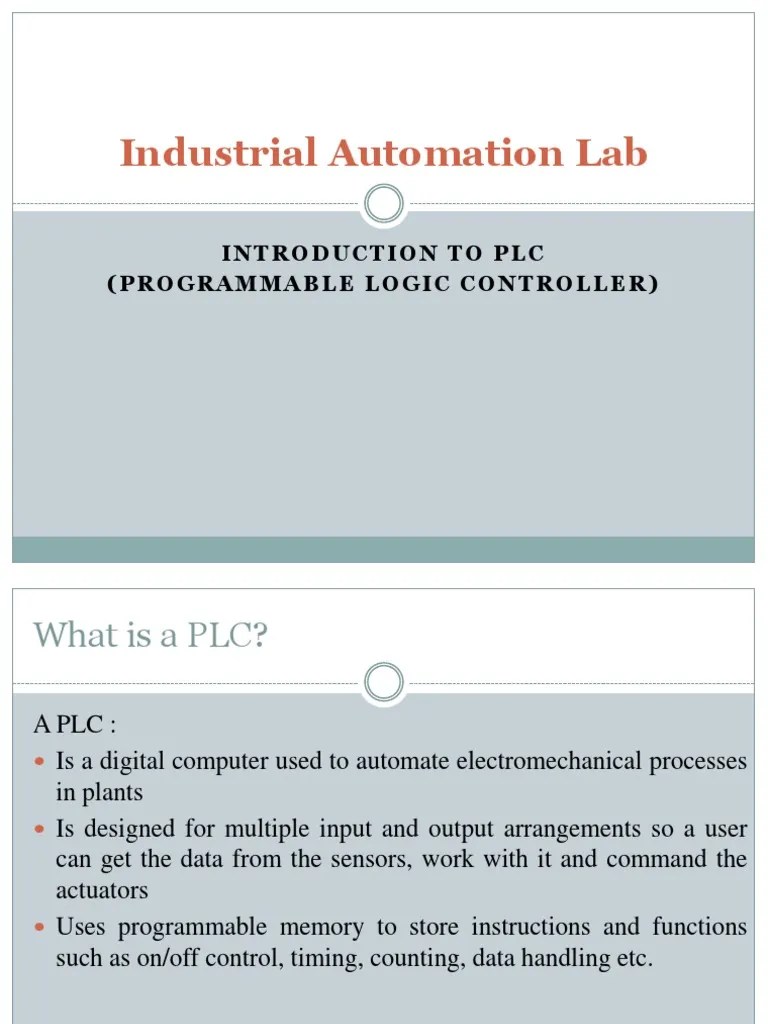 An Introduction to Programmable Logic Controllers (PLCs) Understanding