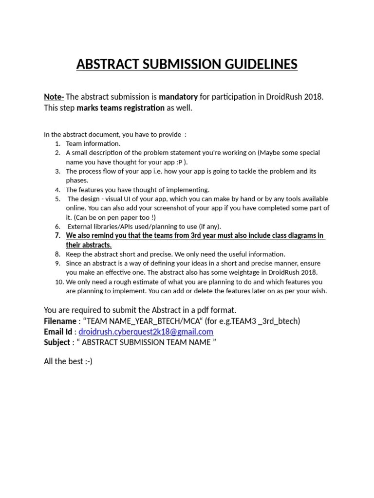 Abstract Submission Guidelines 2018 PDF