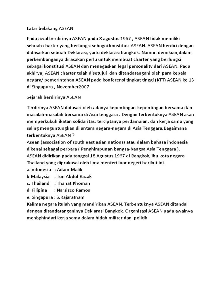 Latar Belakang ASEAN