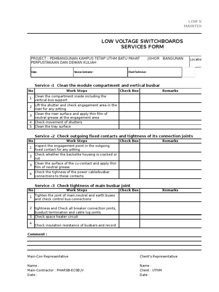 checklist PM Relay Mechanical Engineering