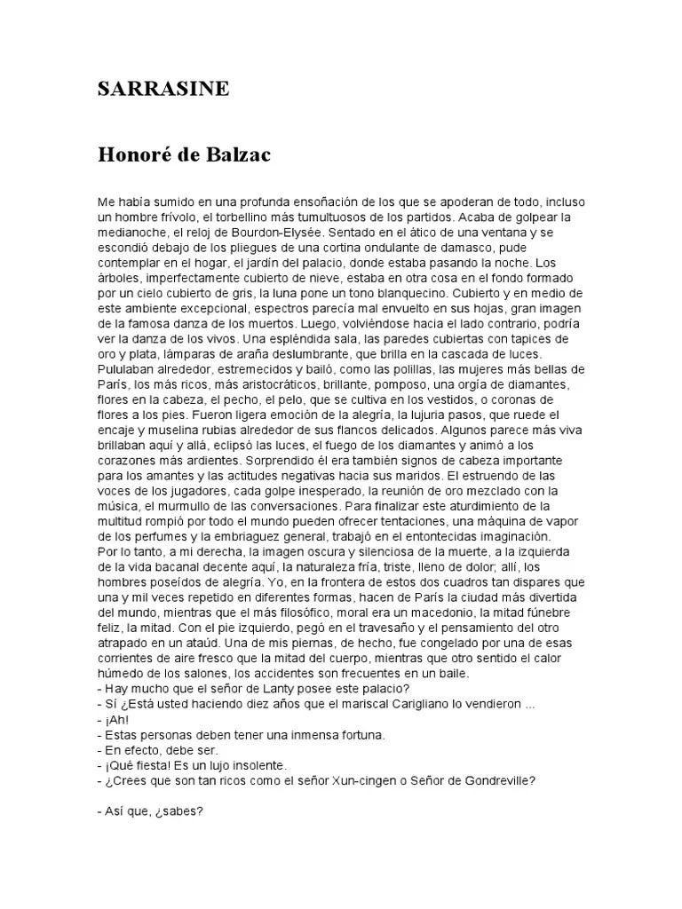 Balzac Sarrasine PDF PDF