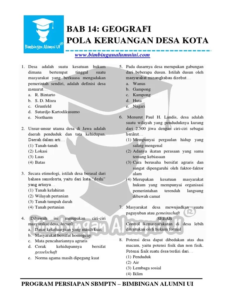 Bab 14 Pola Keruangan Desa Kota PDF | PDF