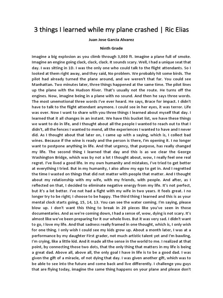 Lessons From A Plane Crash Experience Pdf