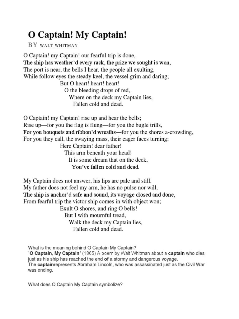 O Captain My Captain Poetry Metre (Poetry)