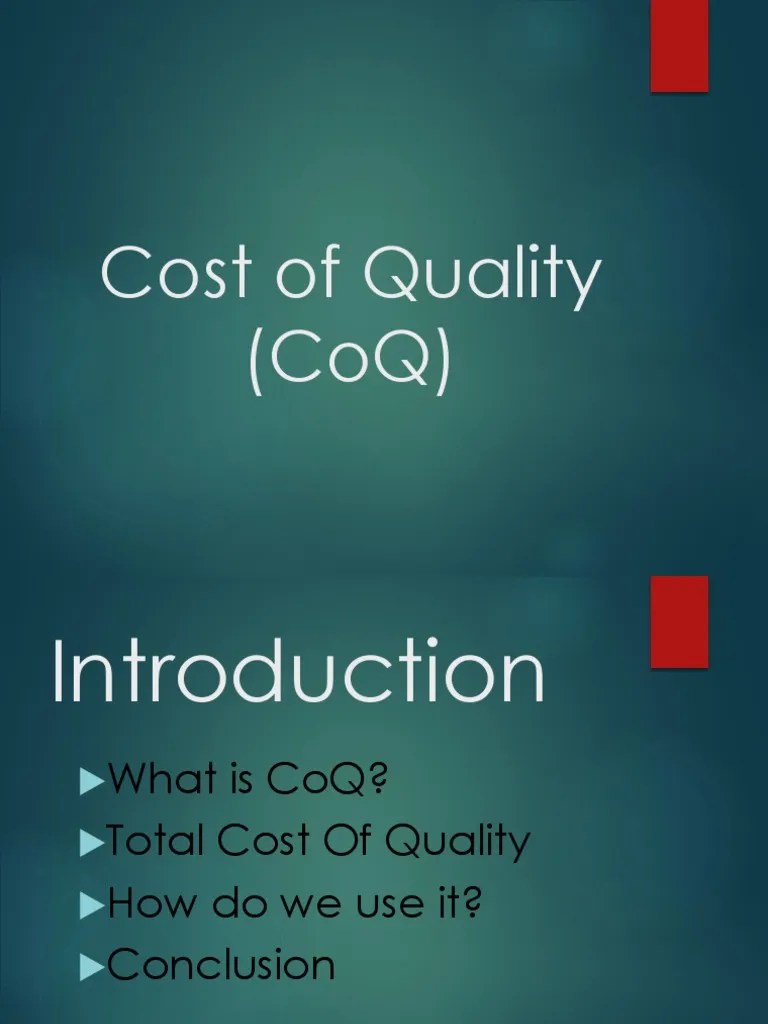 Cost of Quality PDF Cost Customer