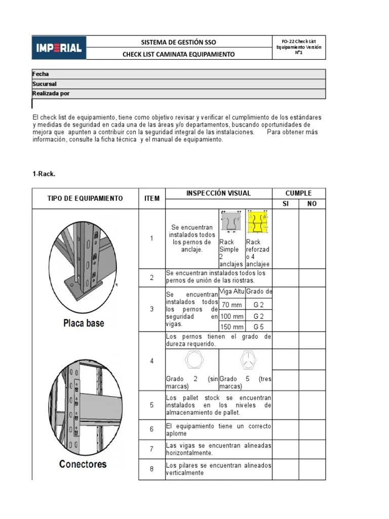 FO22 Check List Rack