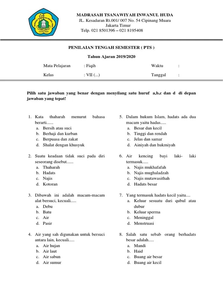 Soal Esai Tentang Najis Beserta Jawabannya
