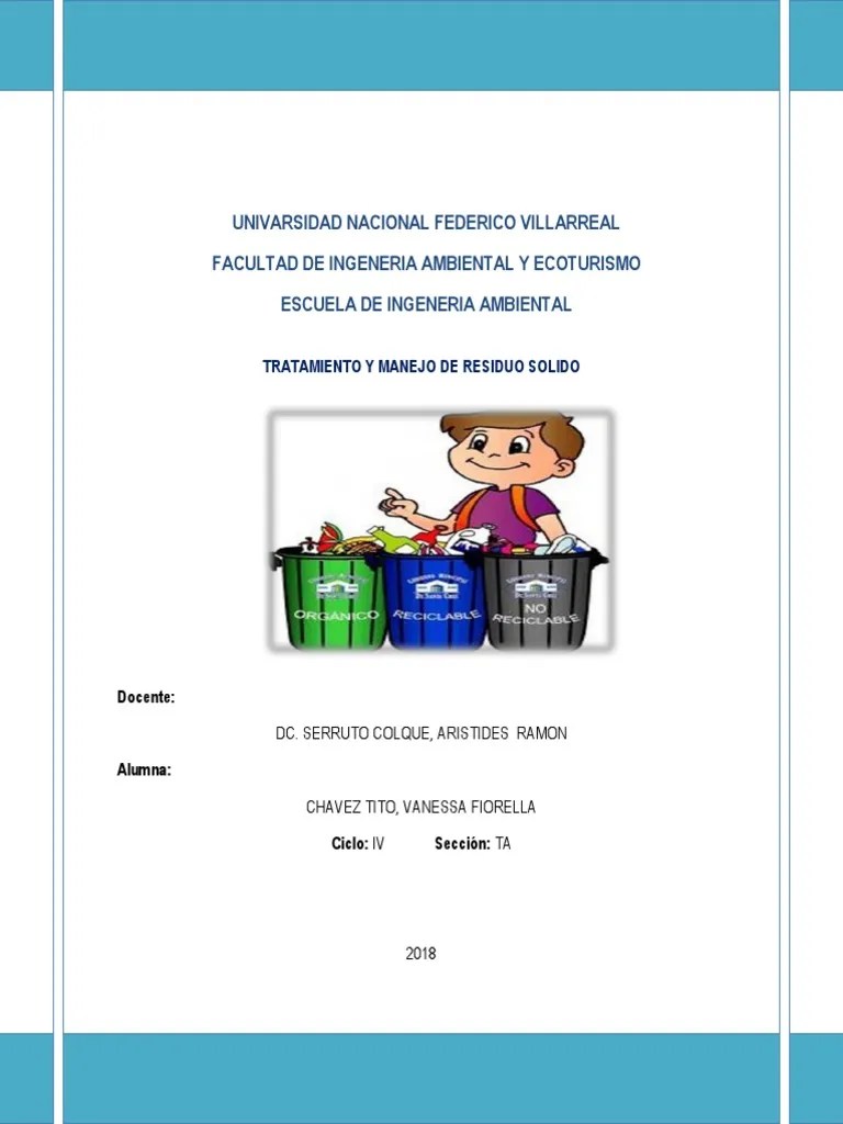 Tratamiento y Manejo de Residuo Solido | PDF | Residuos | Vertedero