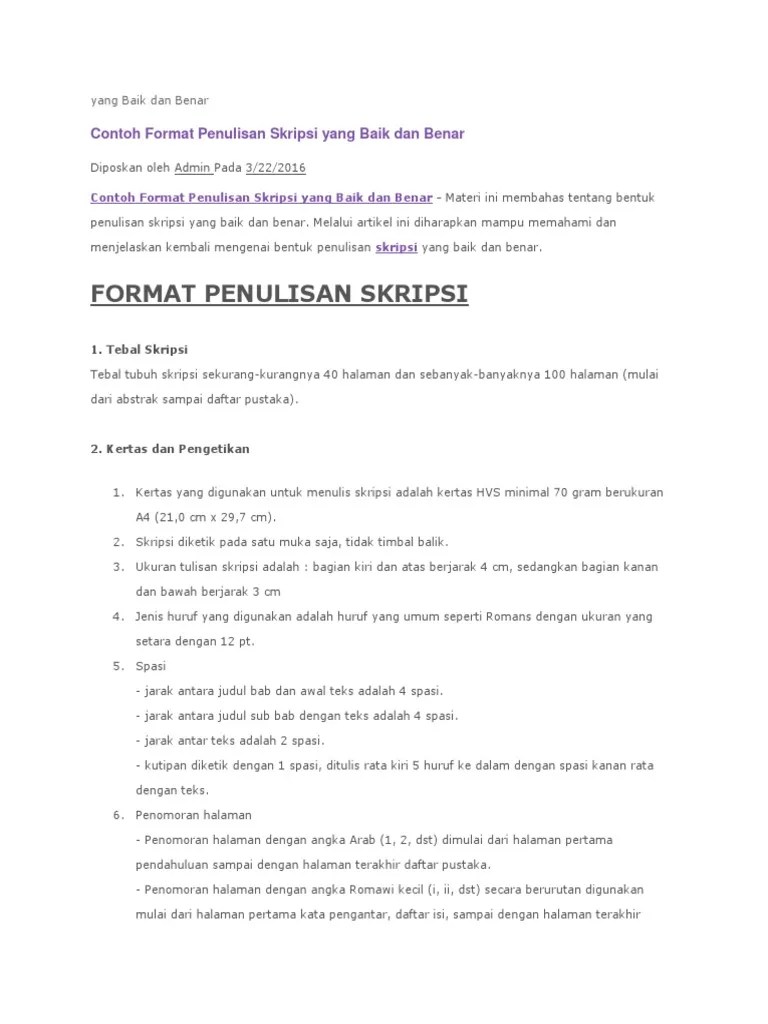 Cara Menyusun Skripsi Yang Baik Dan Benar | Pdf