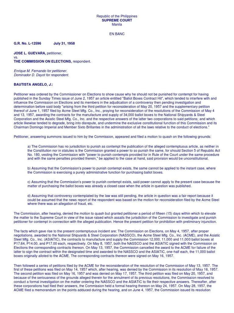 Supreme Court of the Philippines rules on the power of the Commission