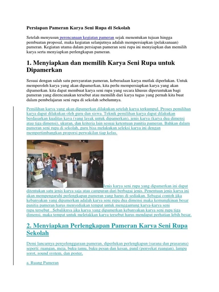 Persiapan Pameran Karya Seni Rupa Di Sekolah | PDF