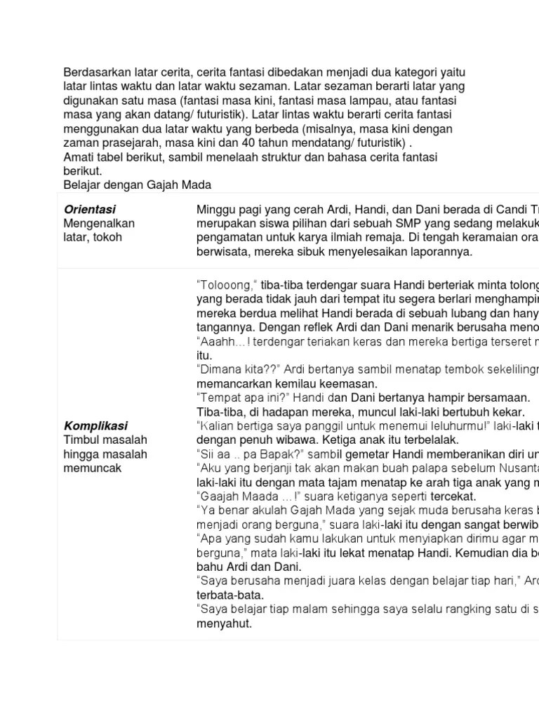 Berdasarkan Latar Cerita Belajar Dengan Gajah Mada | PDF