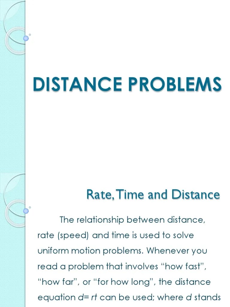 Distance Problems PDF Speed Train