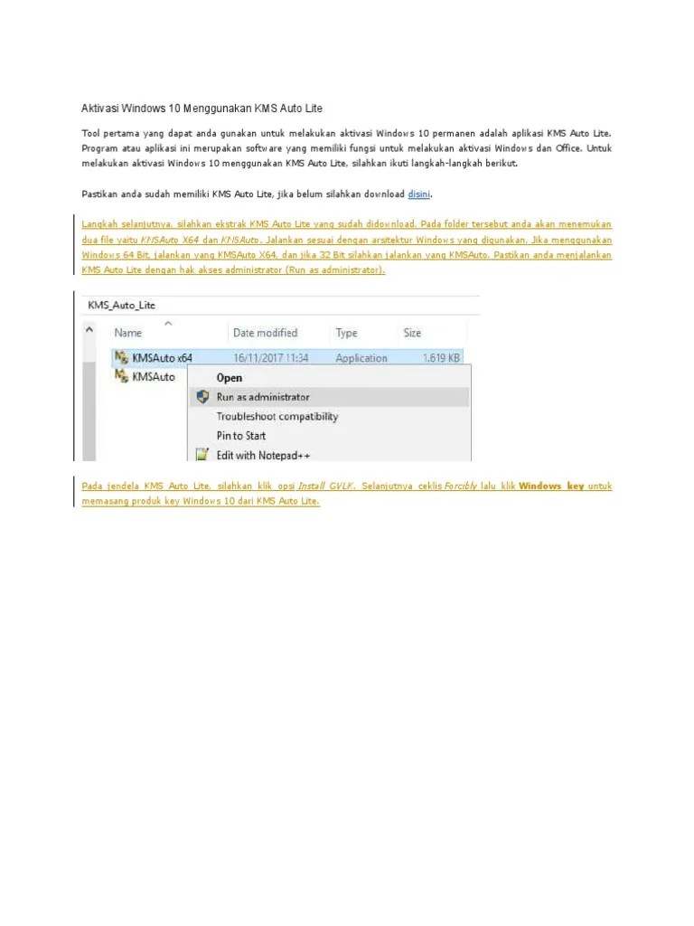 Aktivasi Windows 10 Menggunakan KMS Auto Lite | PDF