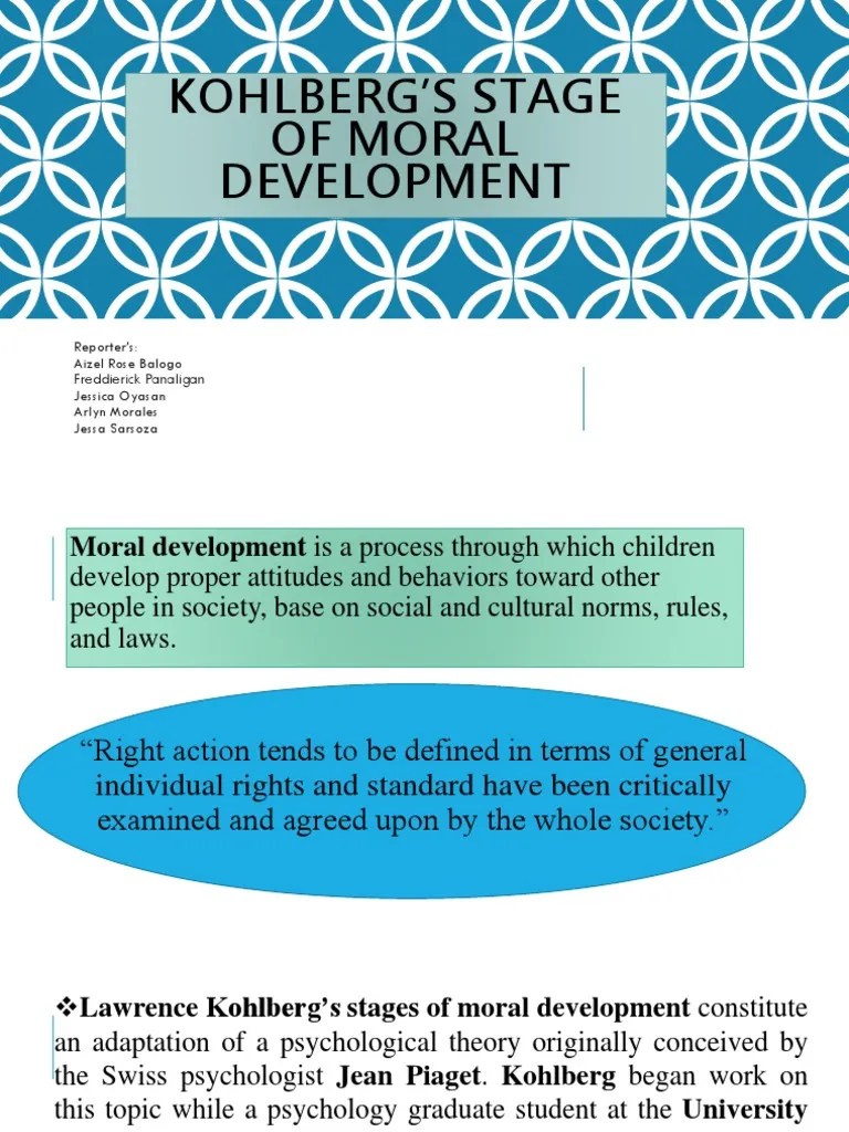 Kohlberg's Stage of Moral Development PDF Morality Philosophical