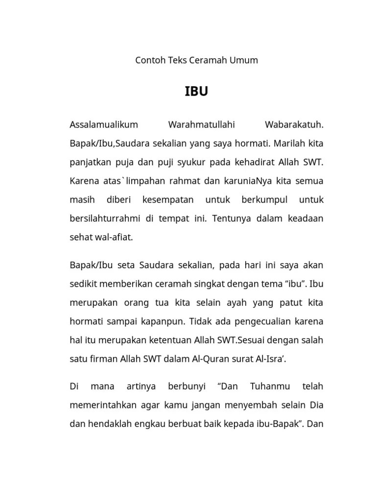 Contoh Teks Ceramah Umum | PDF