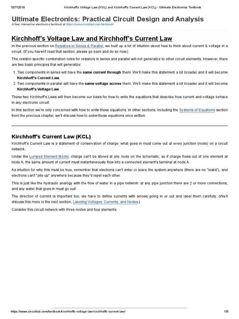 Ultimate Electronics Practical Circuit Design and Analysis Kirchhoff