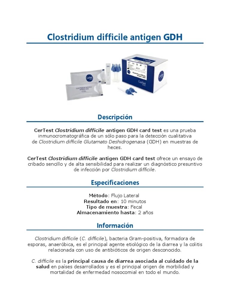 Clostridium Difficile Antigen GDH PDF Epidemiología Medicina