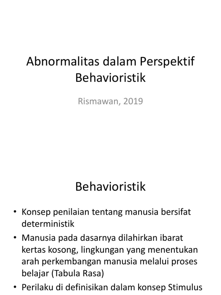 Abnormalitas Dalam Perspektif Behavioristik | PDF
