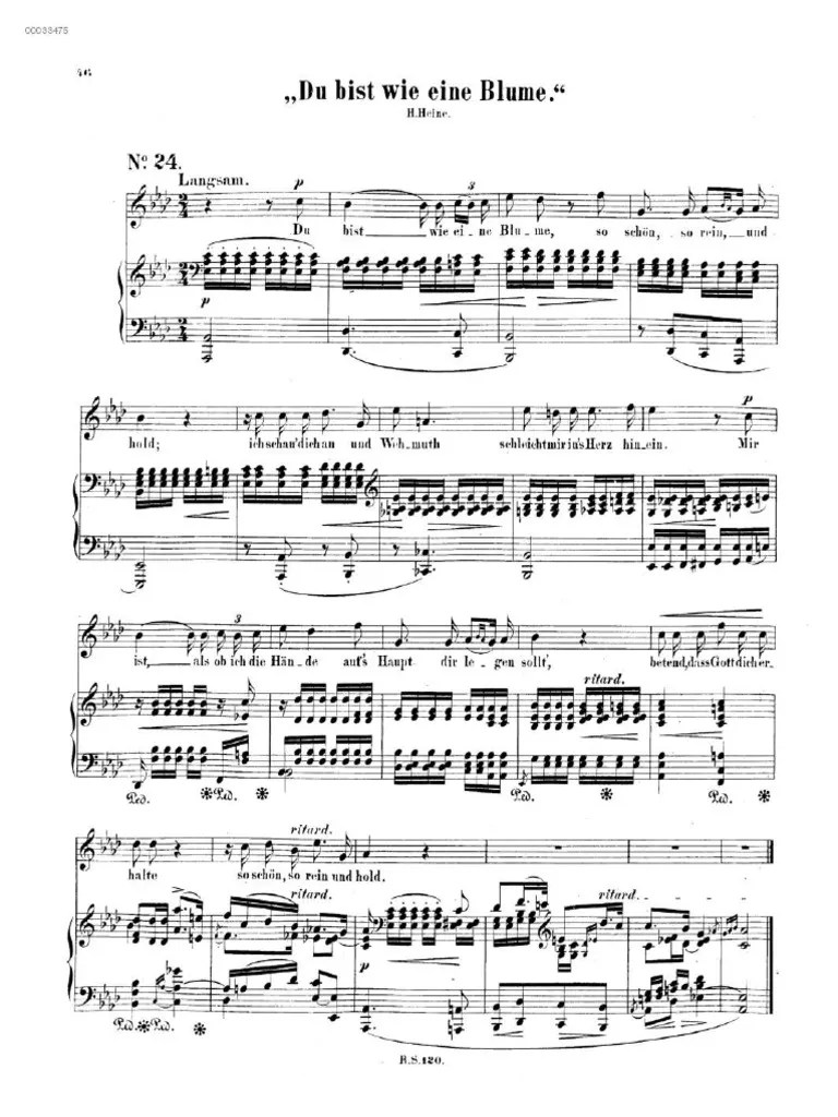Du Bist Wie Eine Blume Schumann Key of Ab PDF