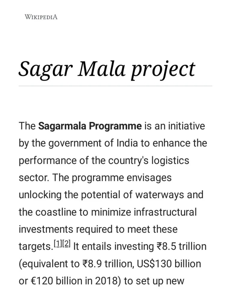 Sagar Mala Project Wikipedia PDF Shipping Water Transport