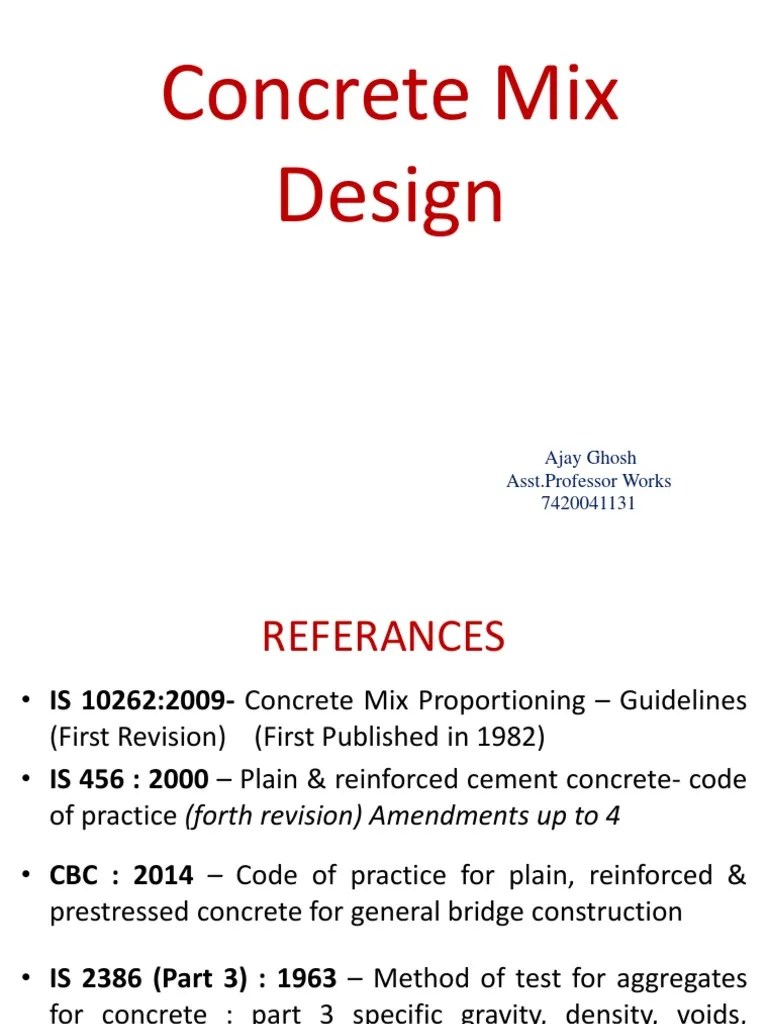 Concrete Mix Design PDF Concrete Standard Deviation