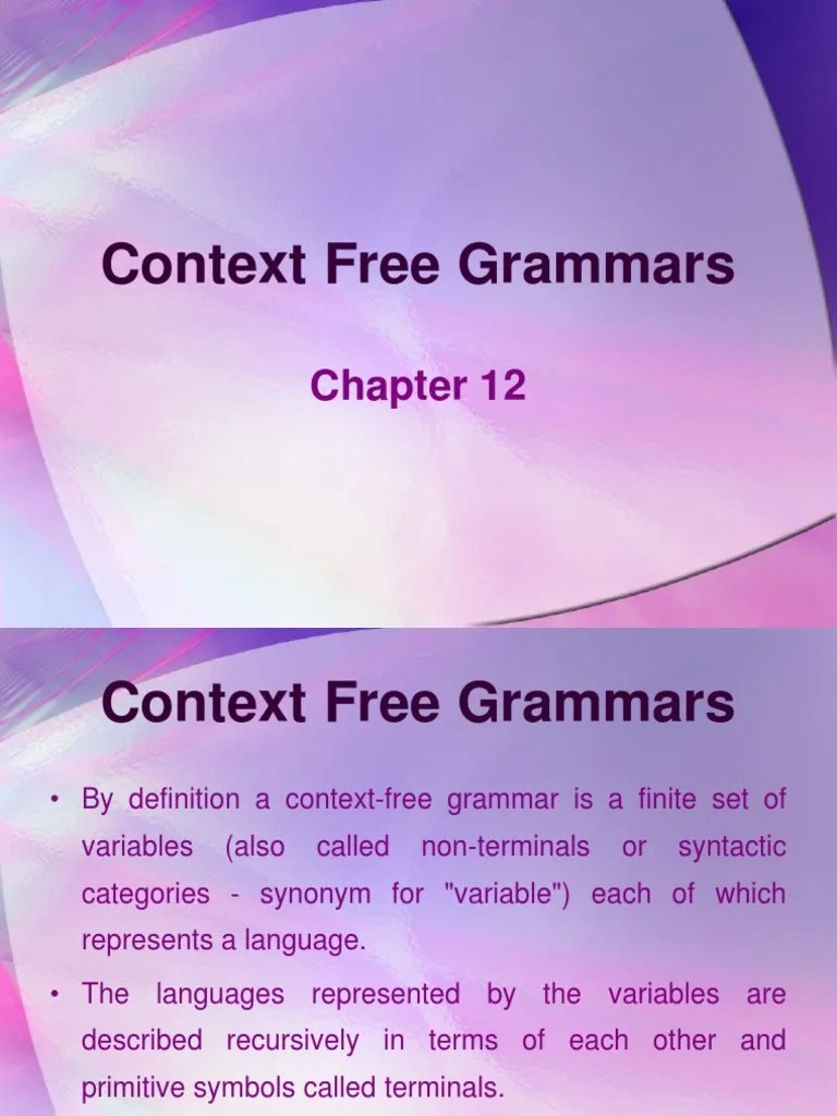 Chapter 12 Context Free Grammars PDF Deductive Reasoning Language Mechanics