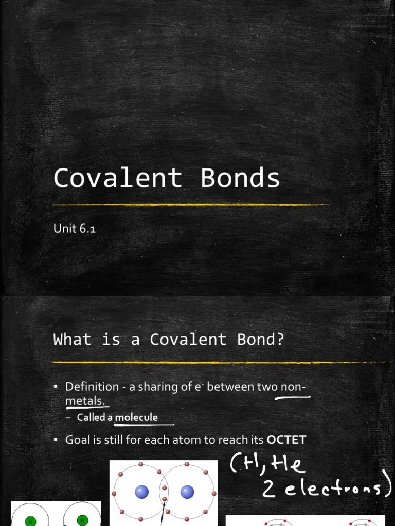 Covalent Bonds: Unit 6.1 | PDF