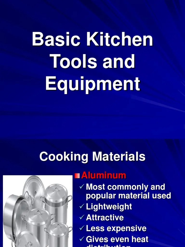 Basic Kitchen Tools and Equipment PDF Cookware And Bakeware Knife