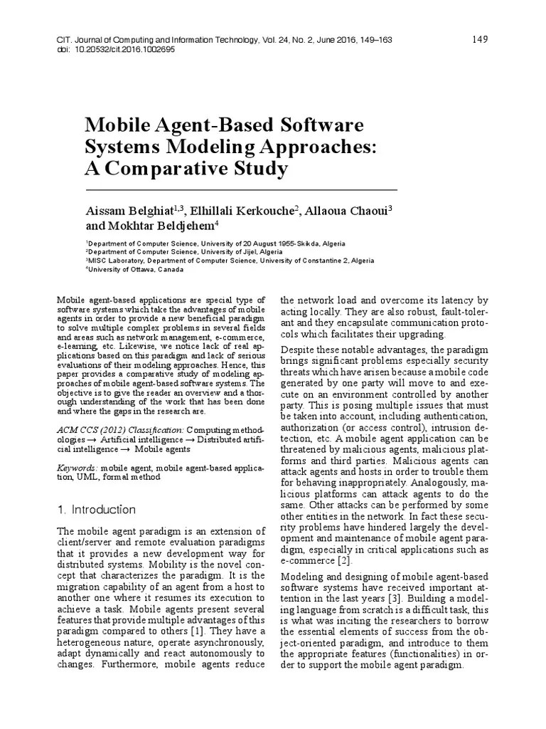 Mobile AgentBased Software PDF Agent Based Model Unified