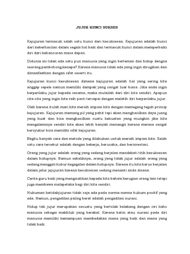 JUJUR KUNCI SUKSES - Artikel - Ayu | PDF