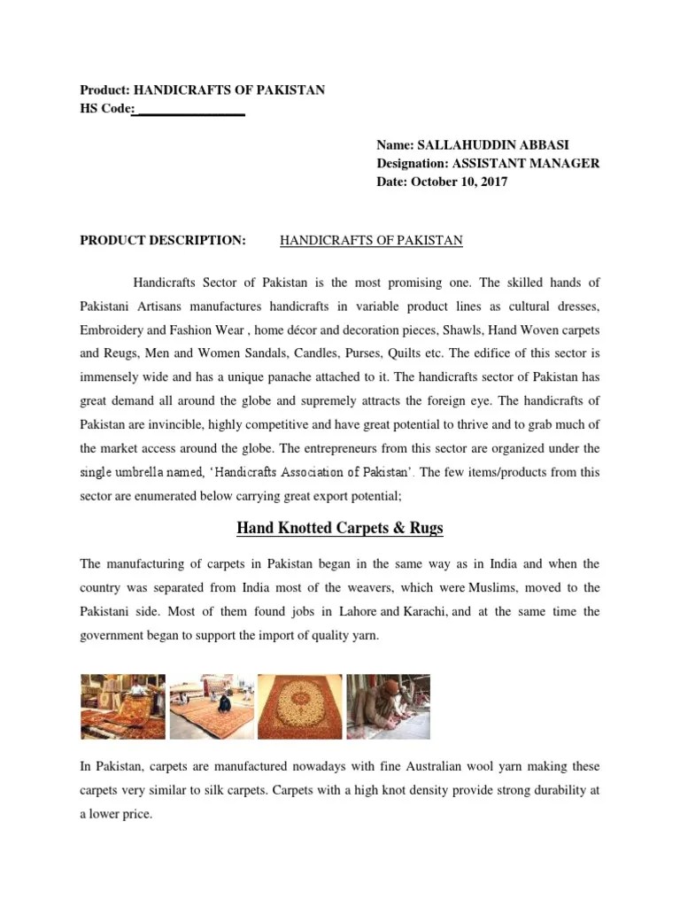 Product Handicrafts of Pakistan HS Code Hand Knotted Carpets