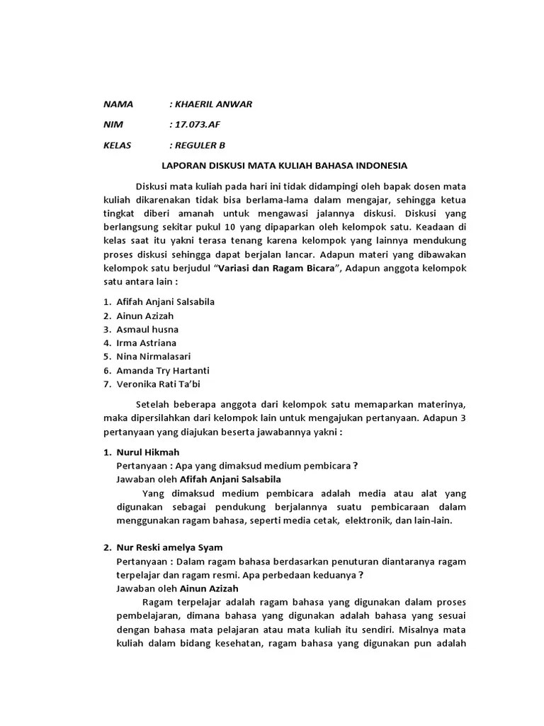 Laporan Diskusi | PDF