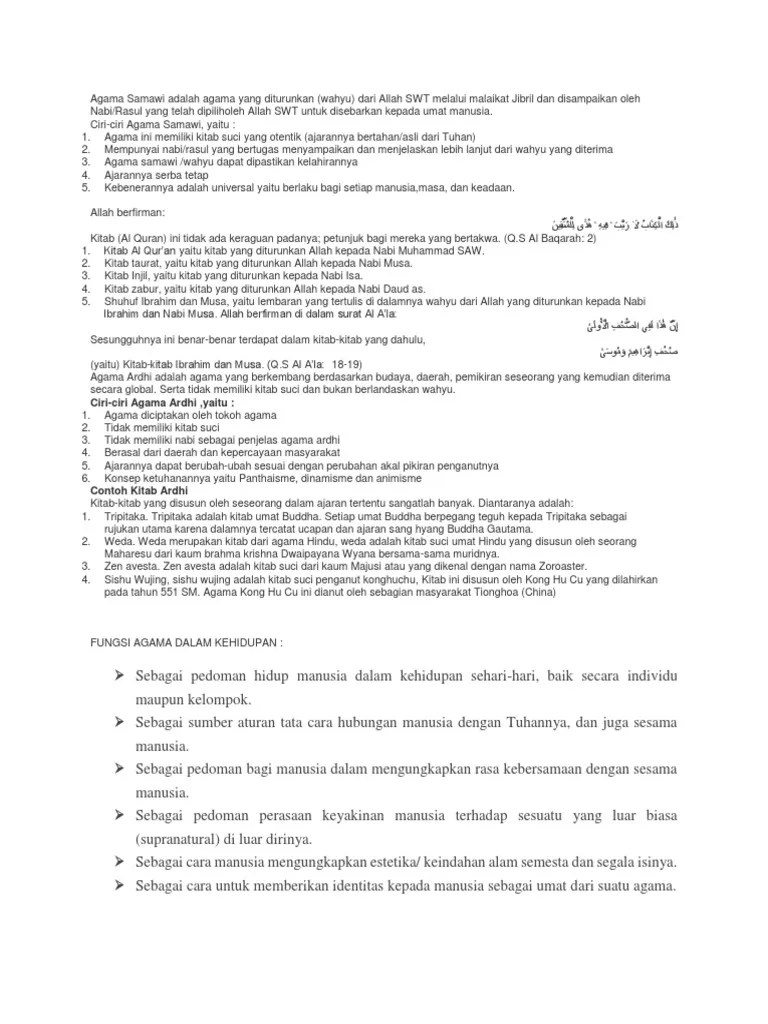 Agama Samawi Dan Agama Ardhi | PDF