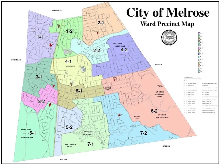 Melrose Ward and Precinct Polling Map