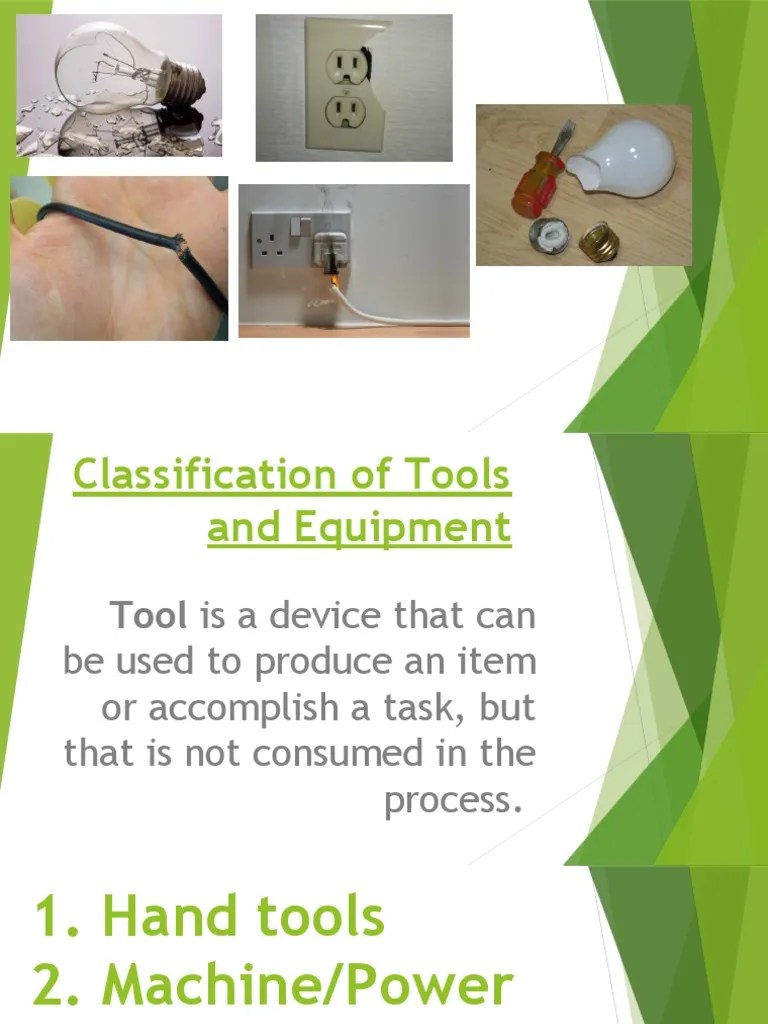Classification of Tools and Equipment PDF